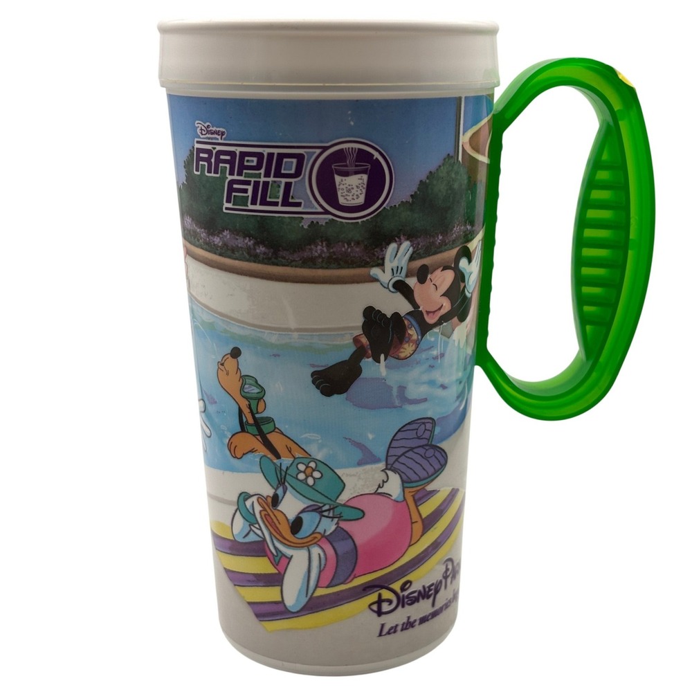 Disney Parks Rapid Fill Refillable Mug Mickey Minnie Pool Side Travel Cup Green